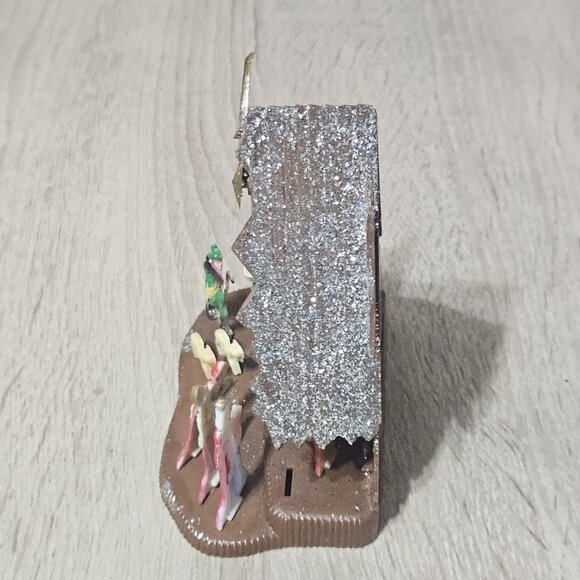 Vintage Miniature Plastic Nativity Scene Silver Glitter Christmas Retro - Picture 3 of 11